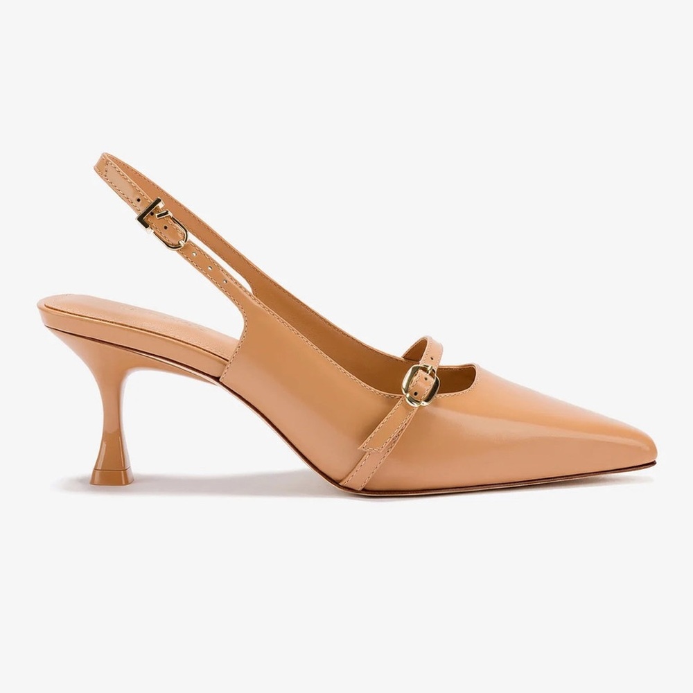 Larroude Camel Slingback Heels